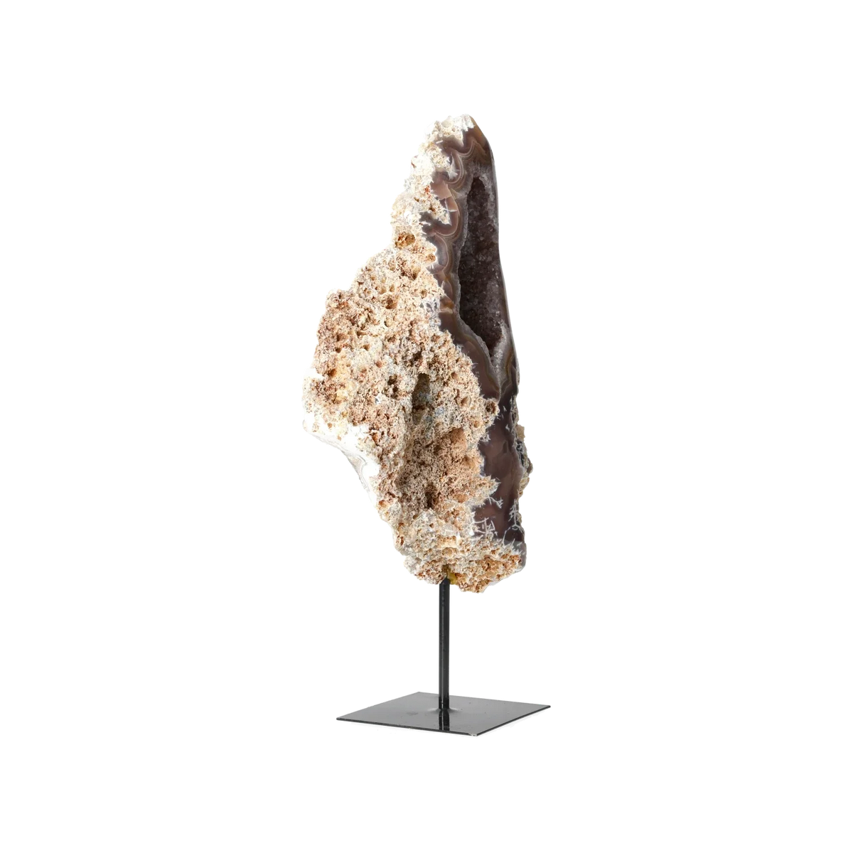 Agate Geode with Quartz on Stand 10000478