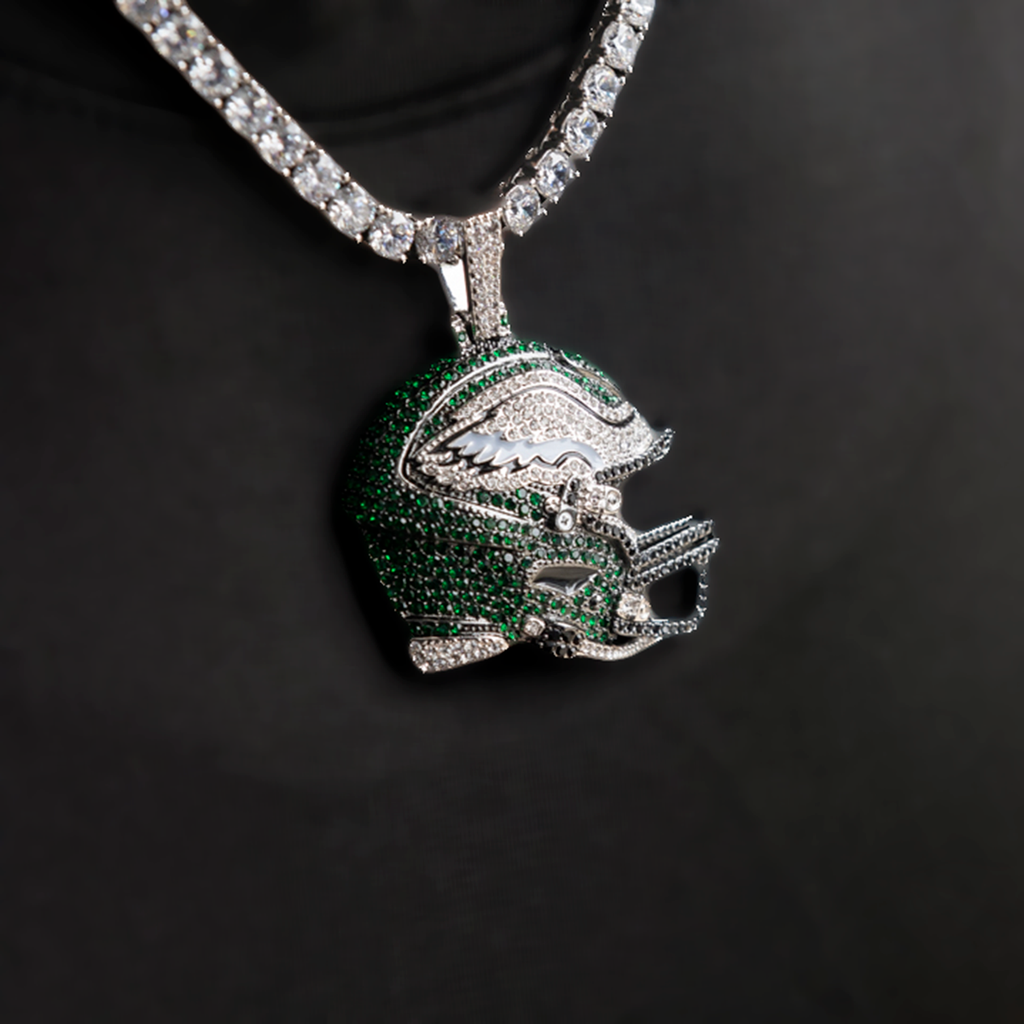 2025 Philadelphia Eagles Team Helmet Pendant - White Gold