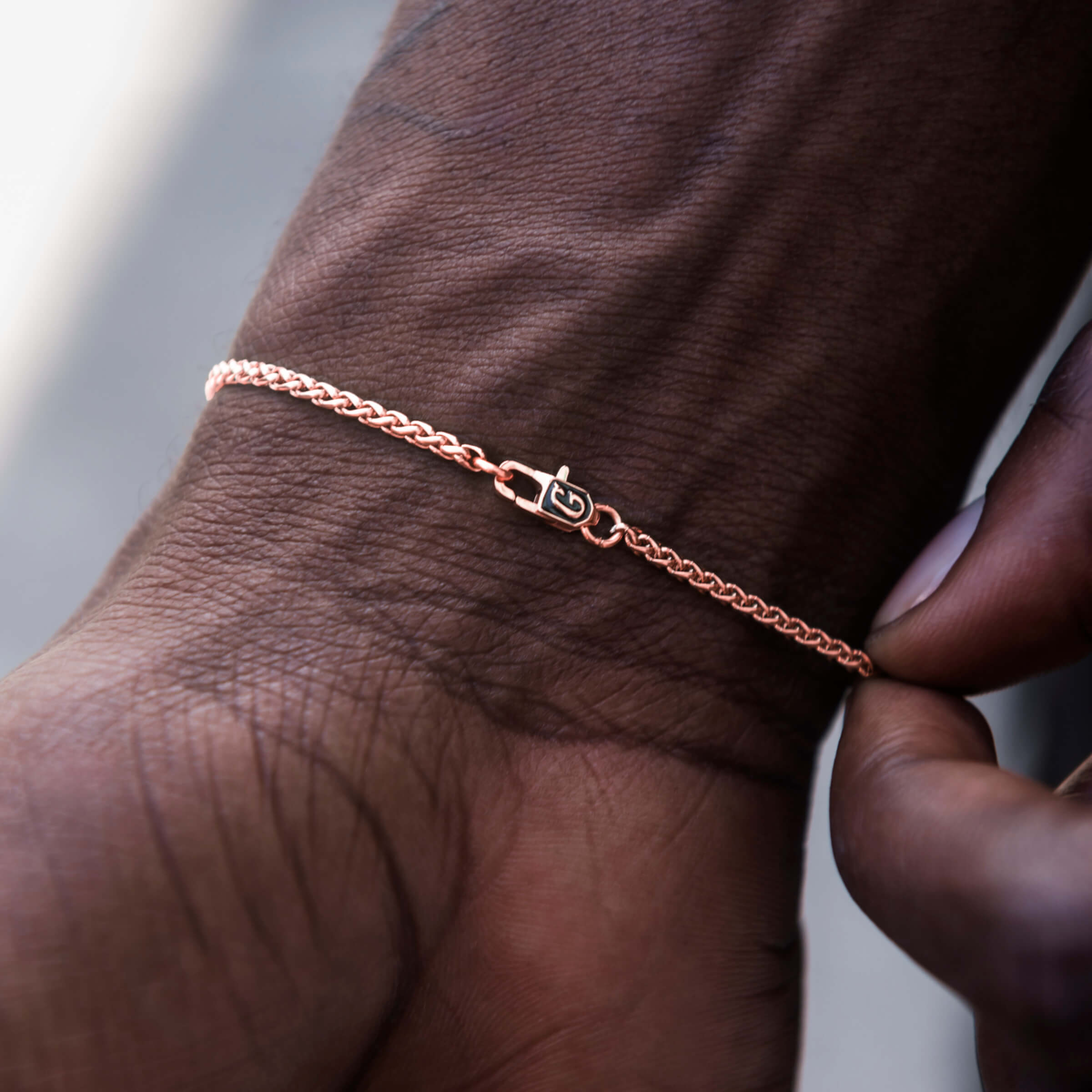Palm Chain Bracelet in Rose Gold - 2mm