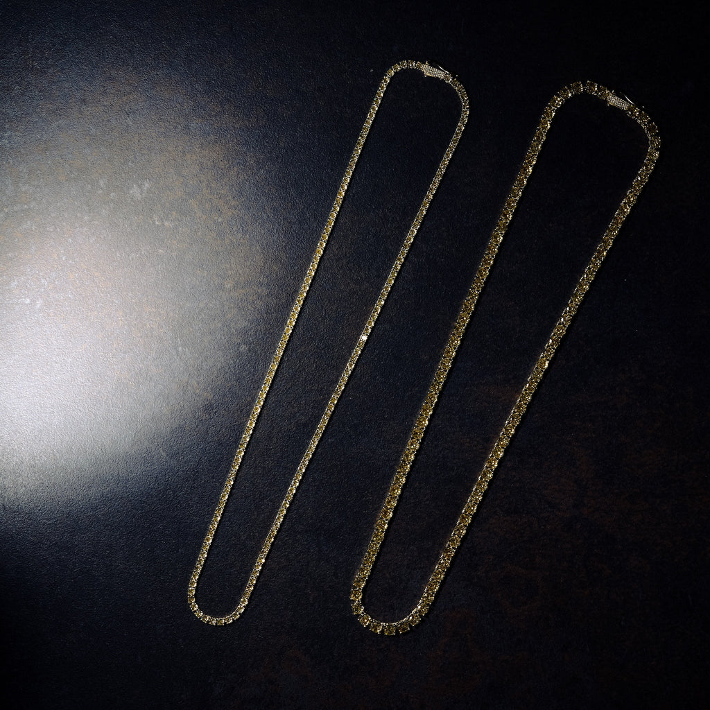 GLD X Bloody Osiris Iced Canary 3mm Diamond Tennis Chain in Yellow Gold Vermeil