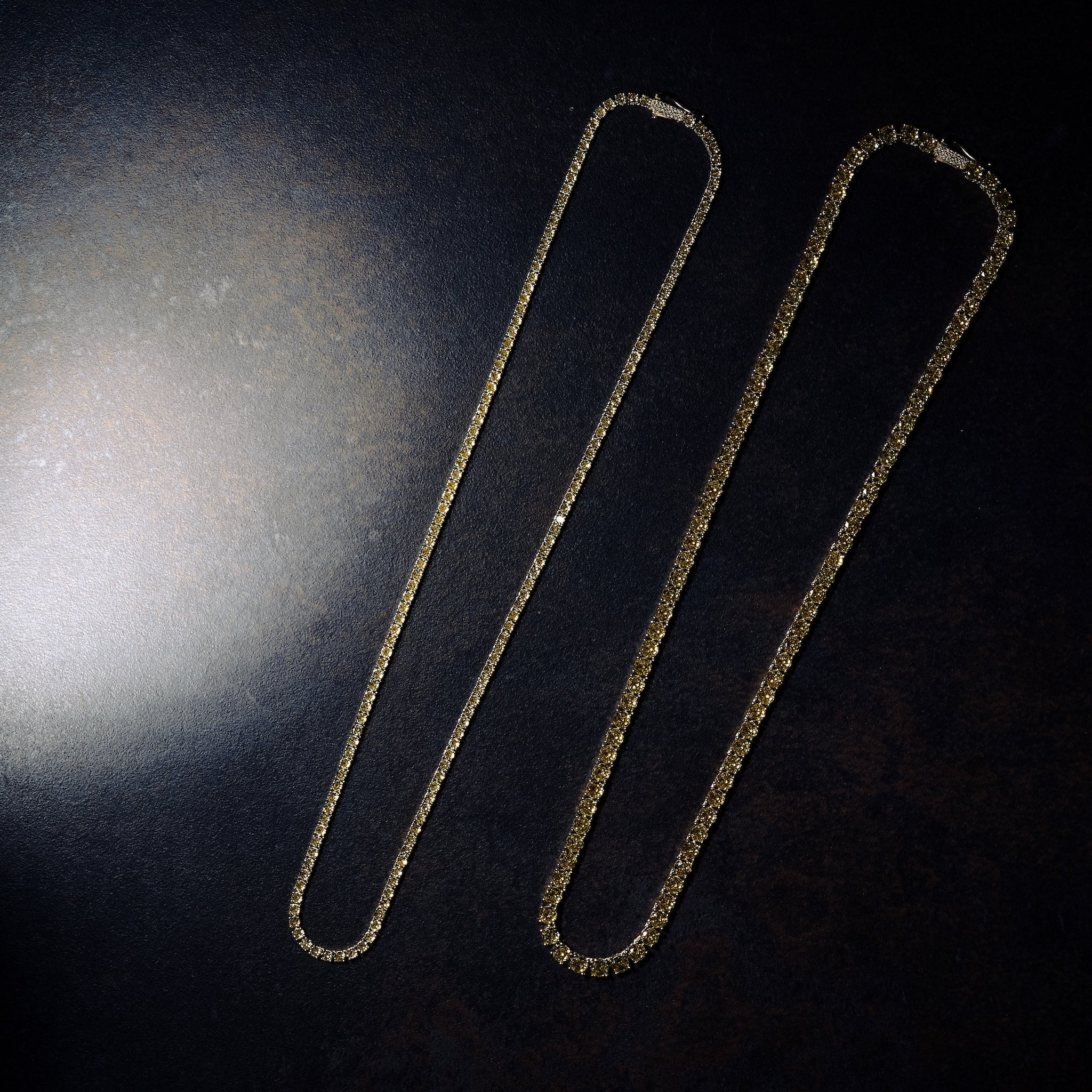 GLD X Bloody Osiris 3mm Lab Diamond Canary Tennis Chain in Solid Yellow Gold