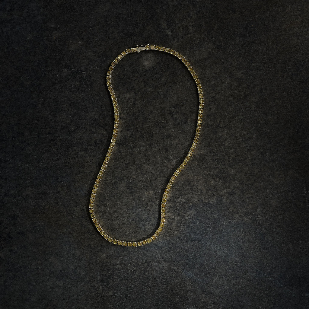 GLD X Bloody Osiris 5mm Lab Diamond Canary Tennis Chain in Solid Yellow Gold