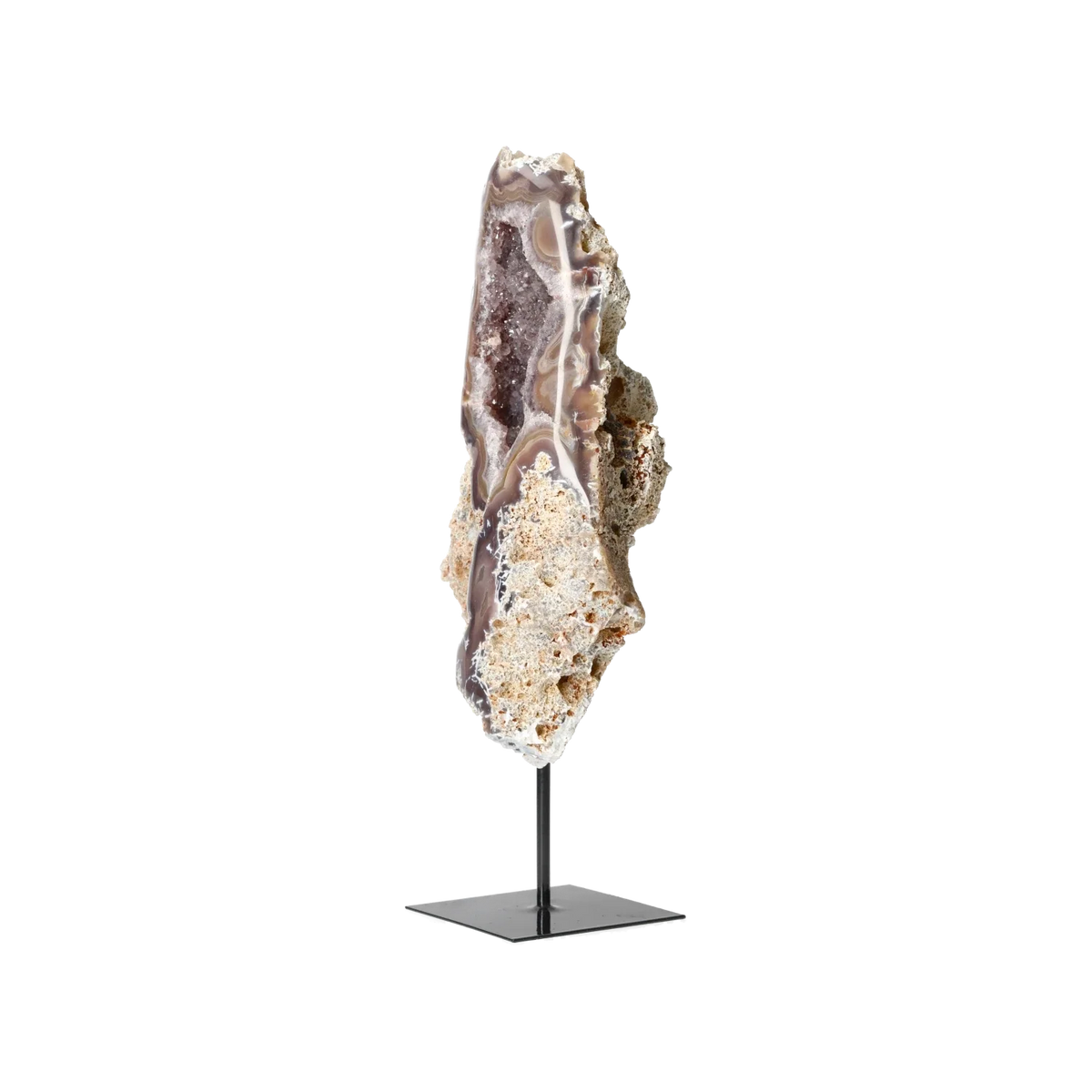 Agate Geode with Quartz on Stand 10000478