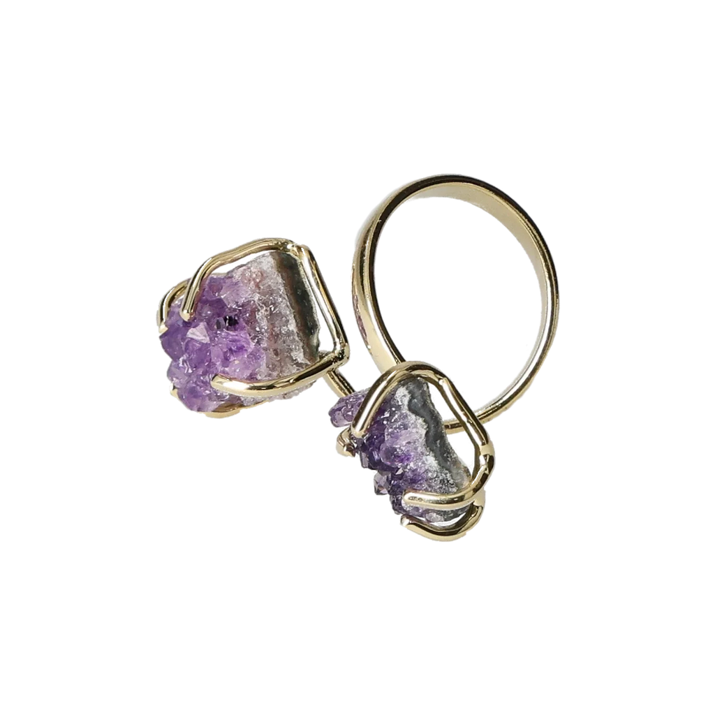 Amethyst Druse Ring  Gold