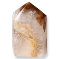 Agate Geoded Points White with brown and golden tones. 036566