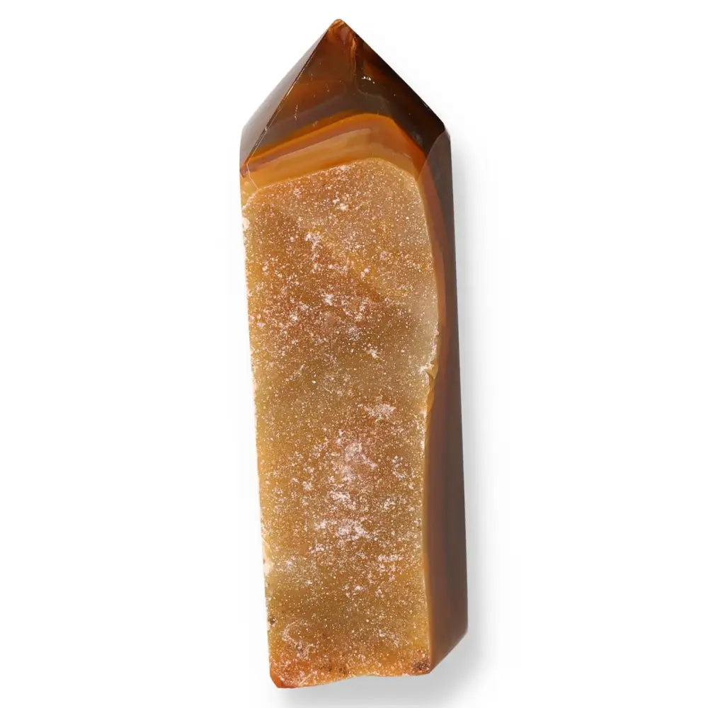 Agate Geoded Points Light brown with orange and cream tones. 037549