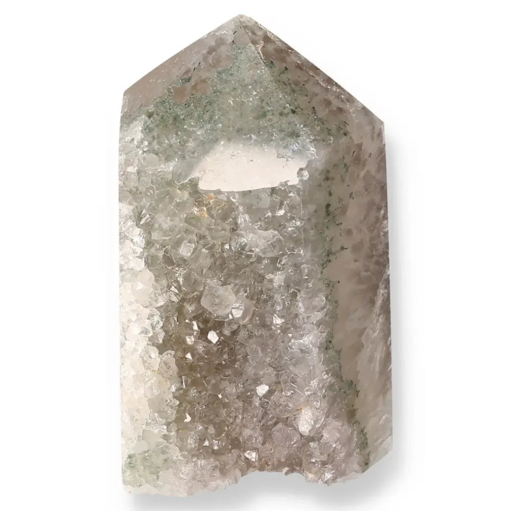 Agate Geoded Points Light gray and beige with white areas. 037846
