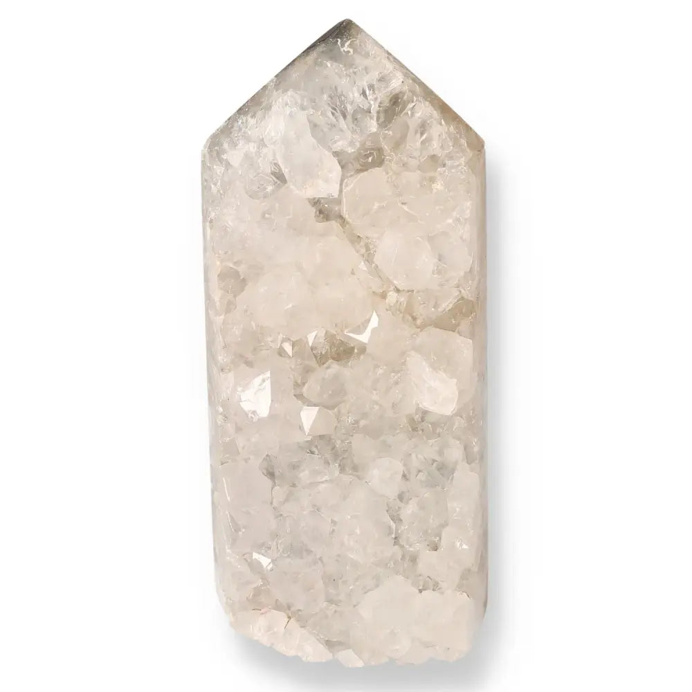 Agate Geoded Points Light beige crystal with a soft, matte finish. 040013