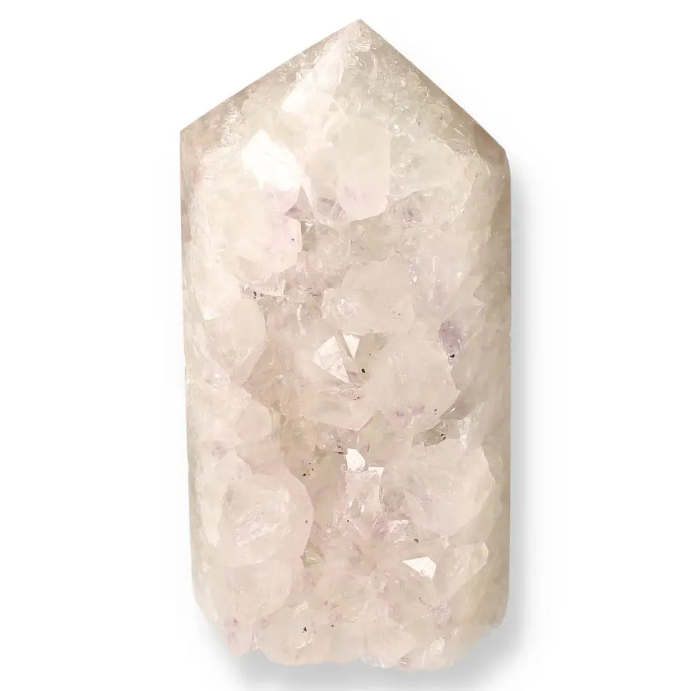 Agate Geoded Points Light beige stone with a round, pale center and subtle banded pattern. 040211