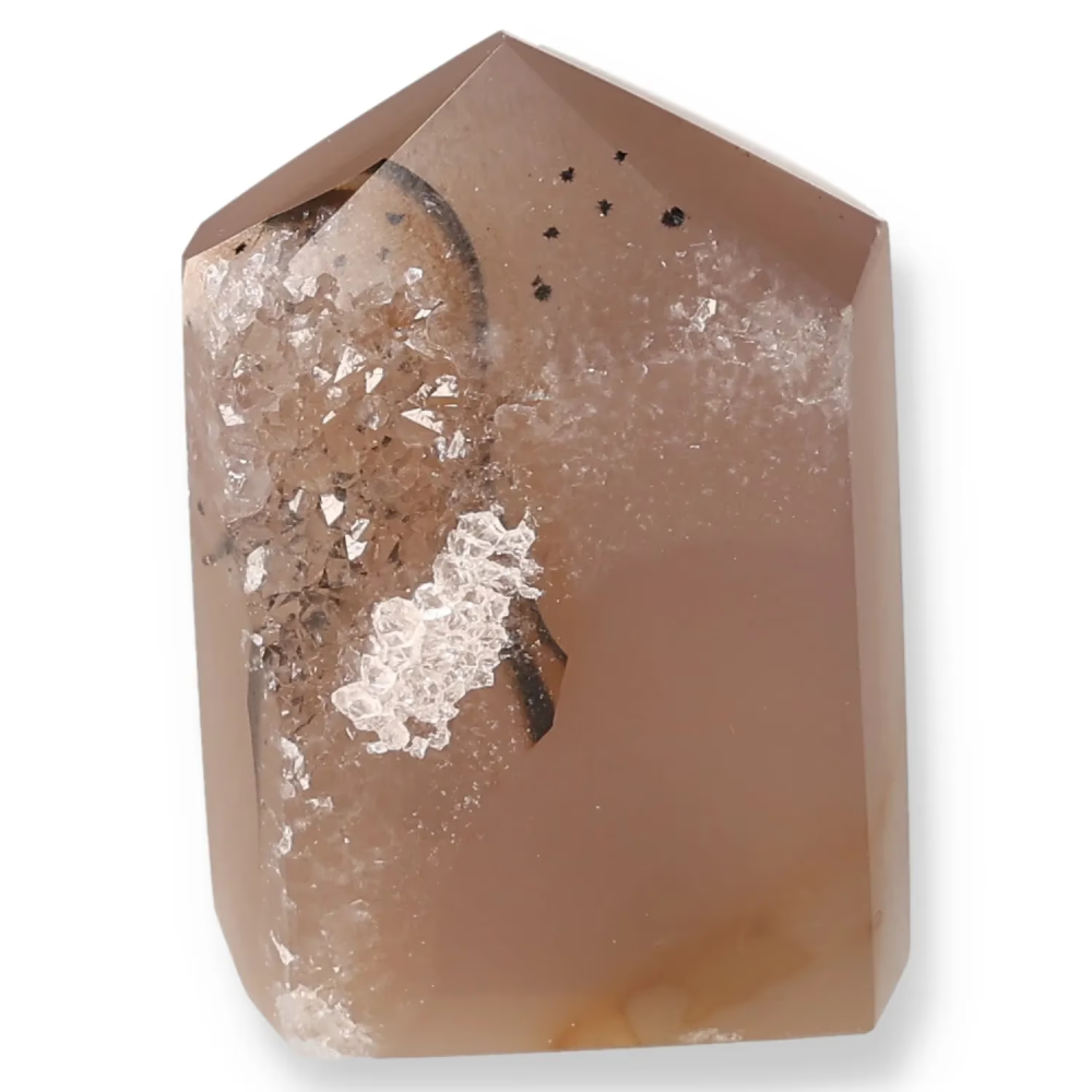 Agate Geoded Points Light brown with white and beige tones. 036443