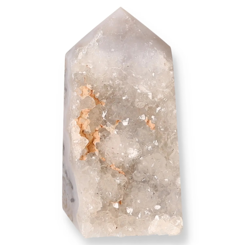 Agate Geoded Points Light beige with white and golden tones. 036542