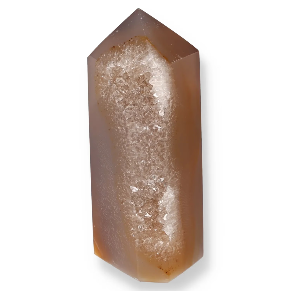 Agate Geoded Points Light brown with golden tones. 036931
