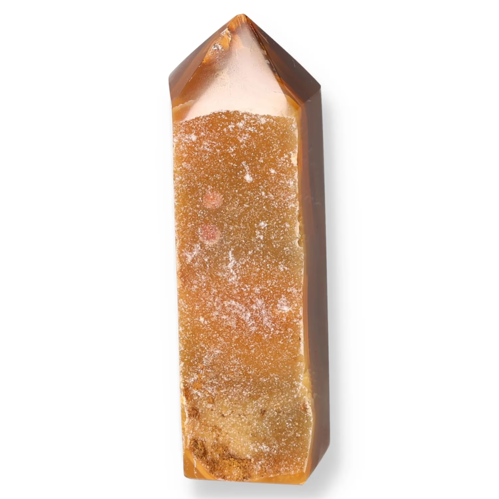 Agate Geoded Points Orange with golden and brown tones. 036962