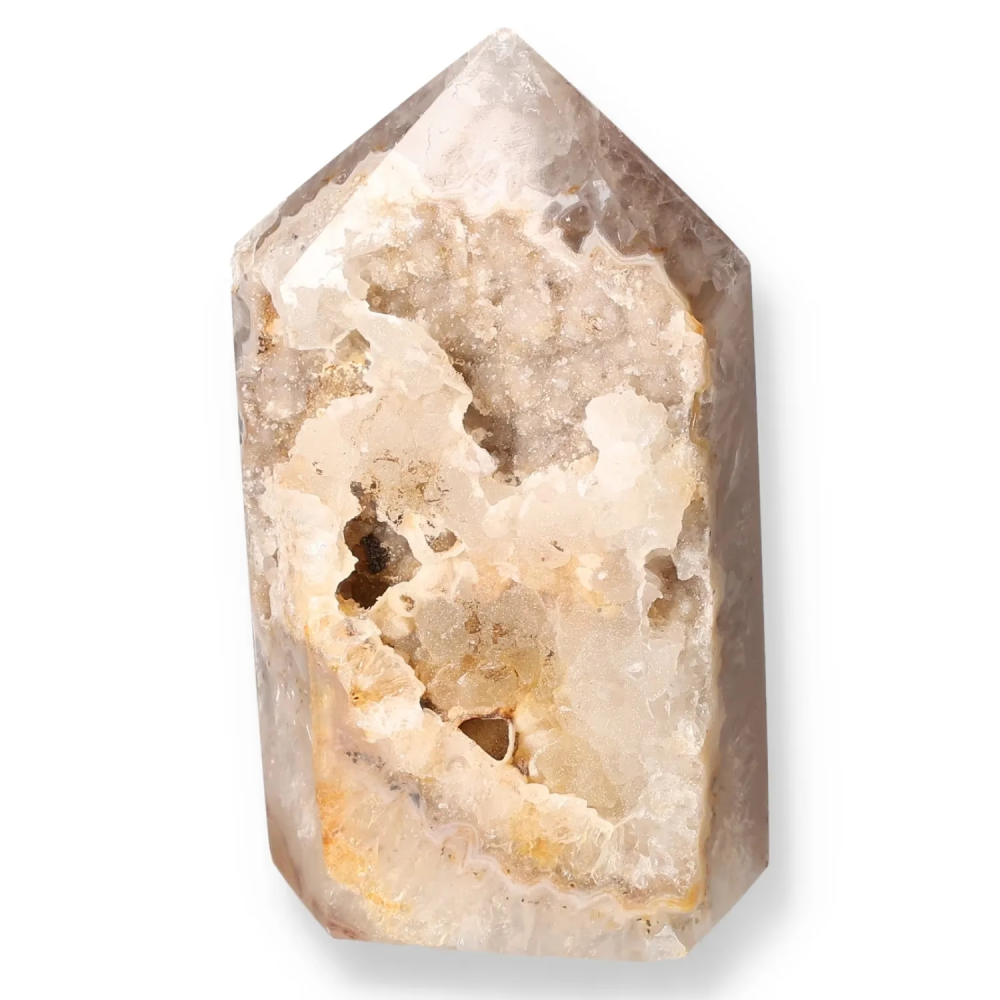 Agate Geoded Points Beige with light brown and cream tones. 037372