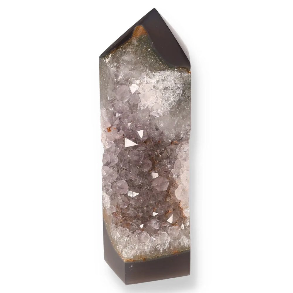 Agate Geoded Points Light brown with some white and soft gray tones. 037488