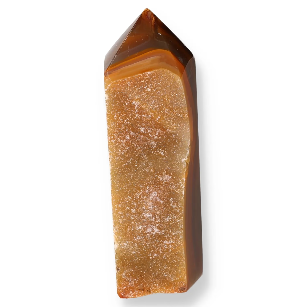 Agate Geoded Points Light brown with orange and cream tones. 037549