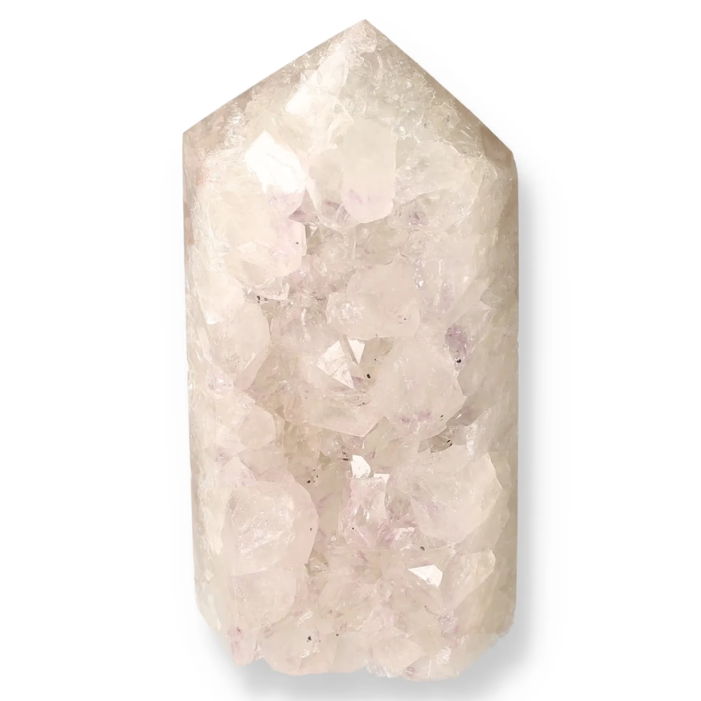 Agate Geoded Points Light beige stone with a round, pale center and subtle banded pattern. 040211