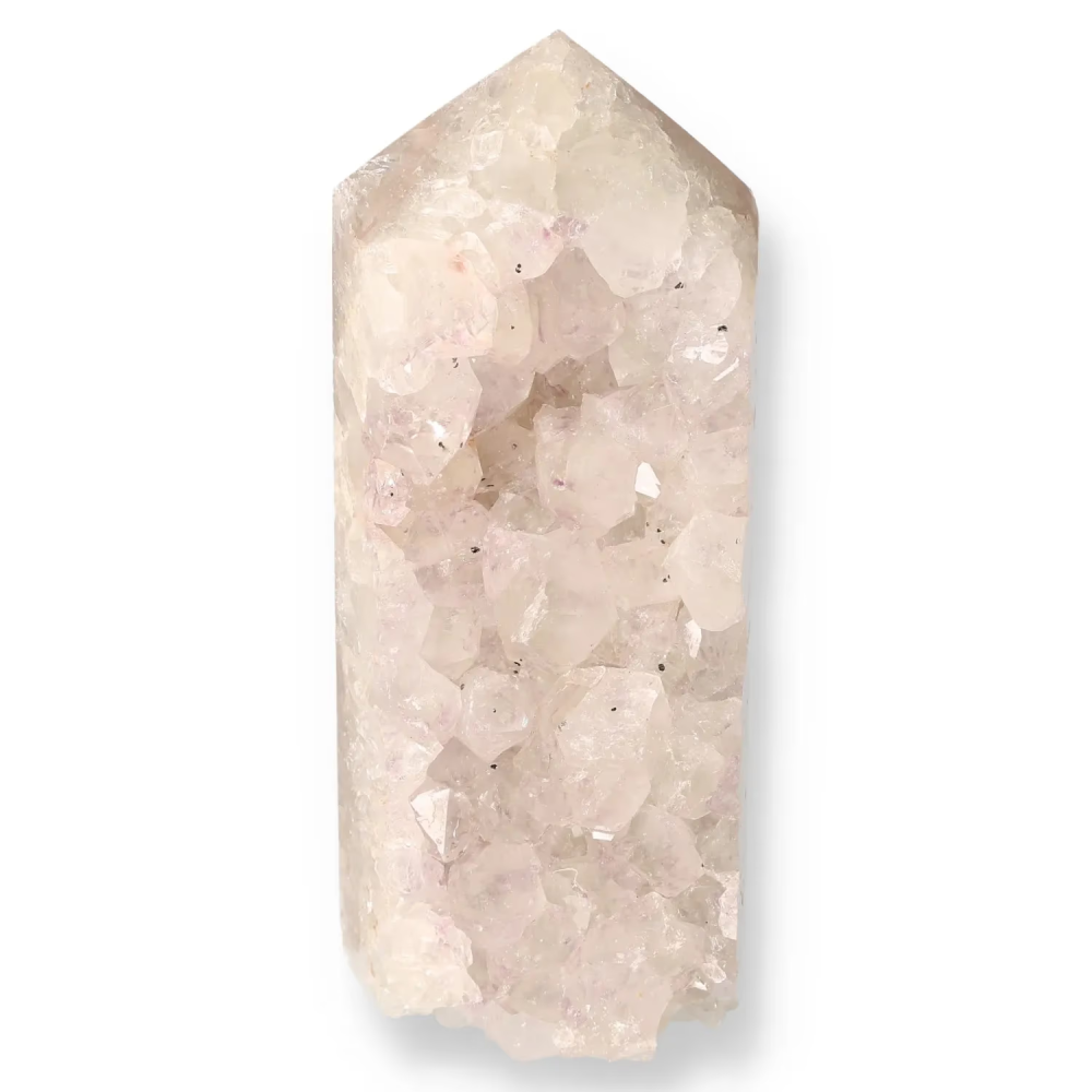 Agate Geoded Points Light beige crystal with subtle, cloudy patterns. 040242