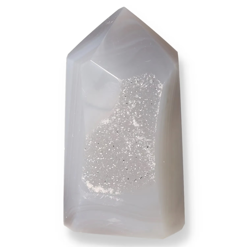 Agate Geoded Points Gray with white and light brown tones. 041577