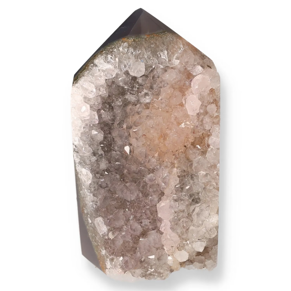 Agate Geoded Points Light brown with beige and soft gray speckles. 041607