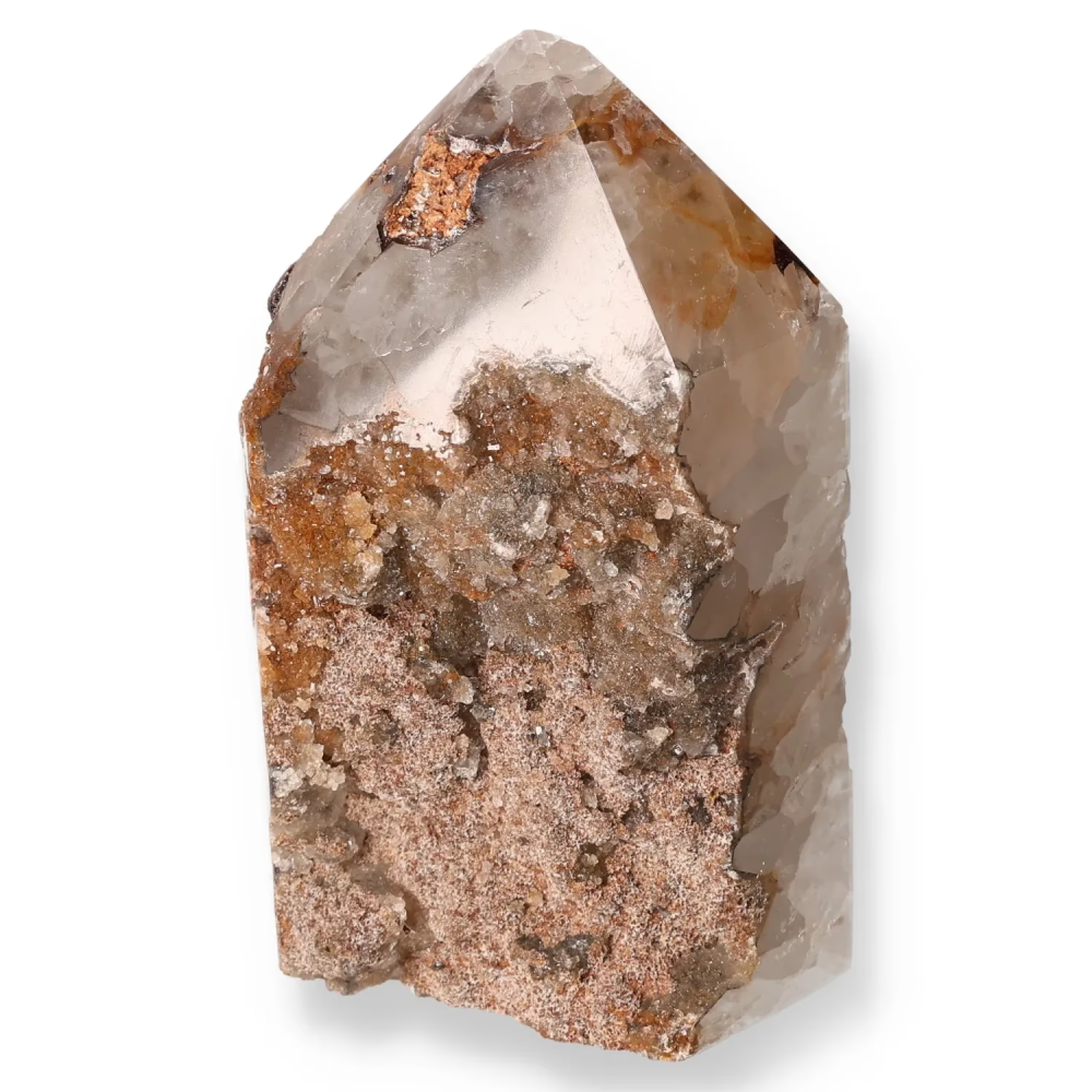 Agate Geoded Points Light brown with white and orange-brown areas. 041775