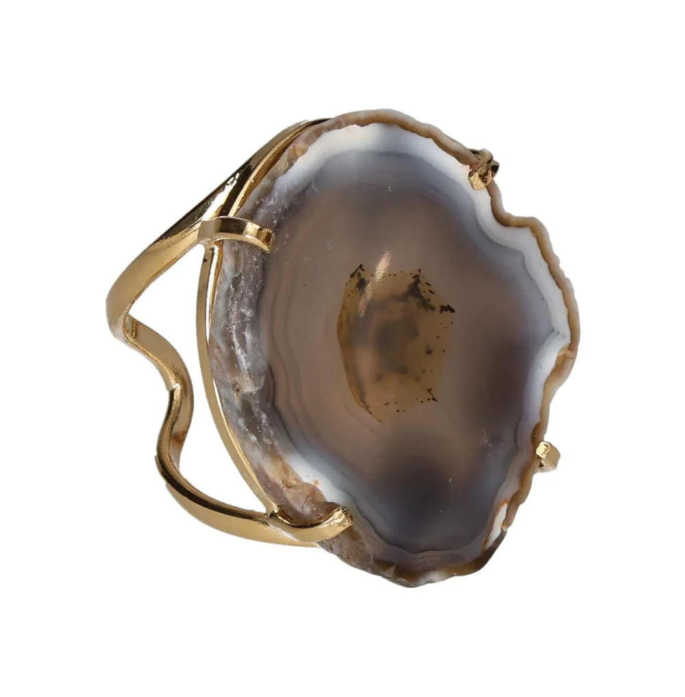 Agate Slice Arc And Wire Ring Gold 603119 P30