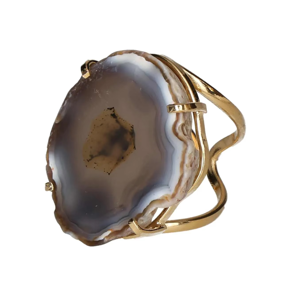 Agate Slice Arc And Wire Ring Gold 603119 P30