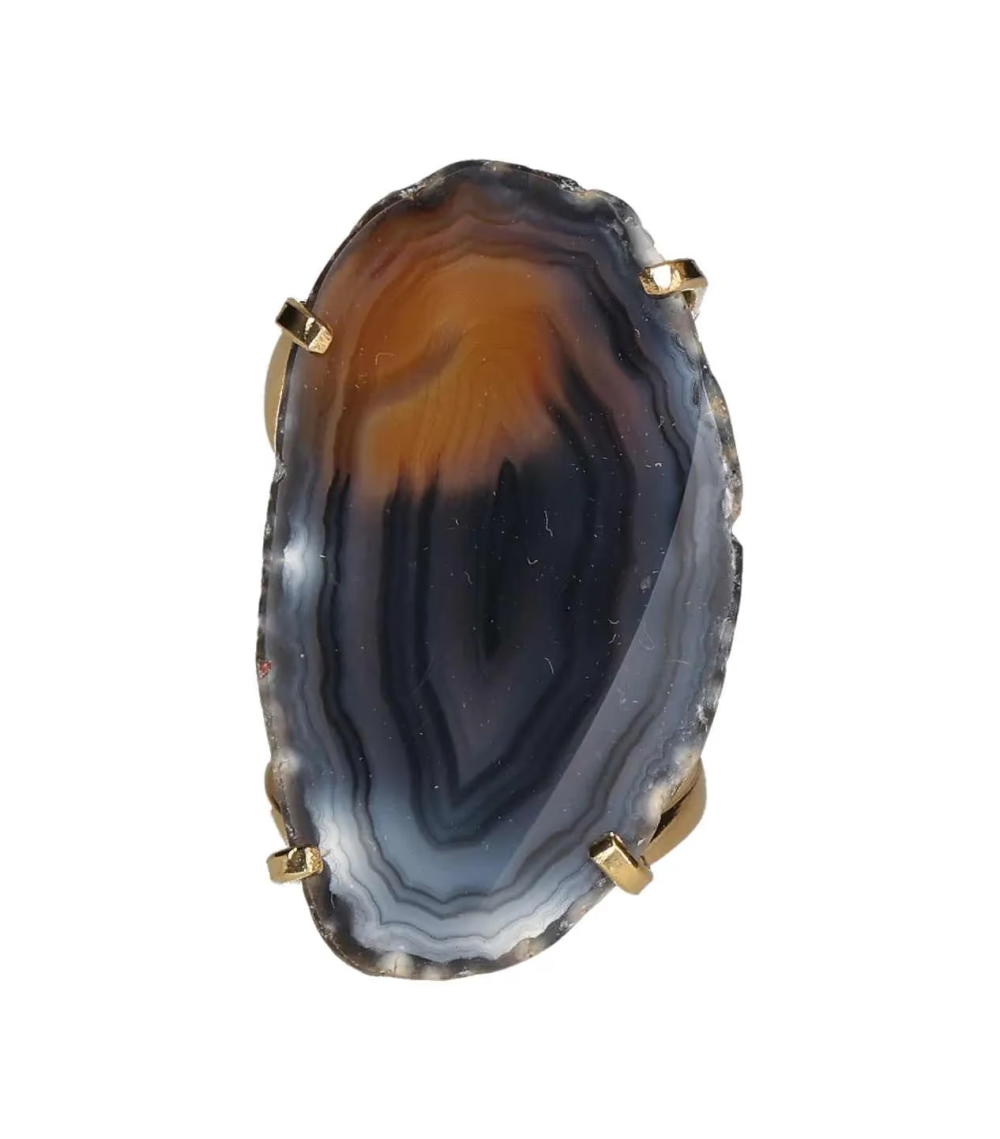 Agate Slice Arc And Wire Ring Gold 603126 P30