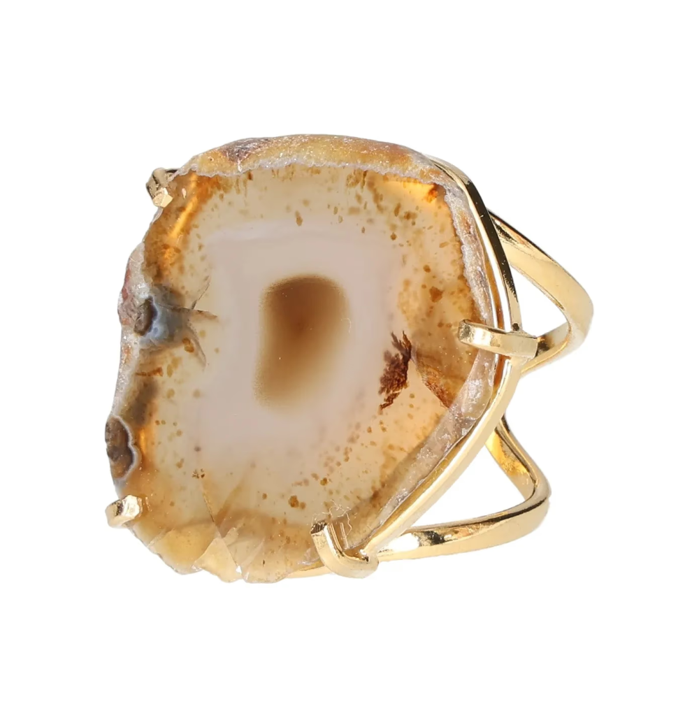 Agate Slice Arc And Wire Ring Gold 603140 P30