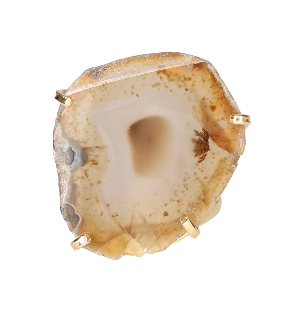 Agate Slice Arc And Wire Ring Gold 603140 P30