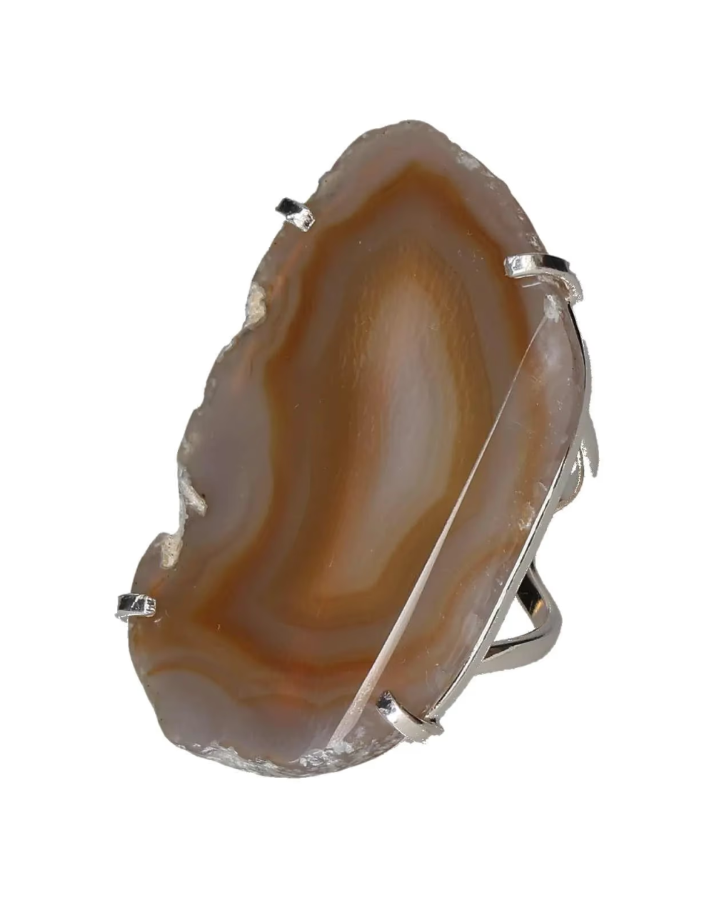 Agate Slice Arc And Wire Ring Silver 603225 P30