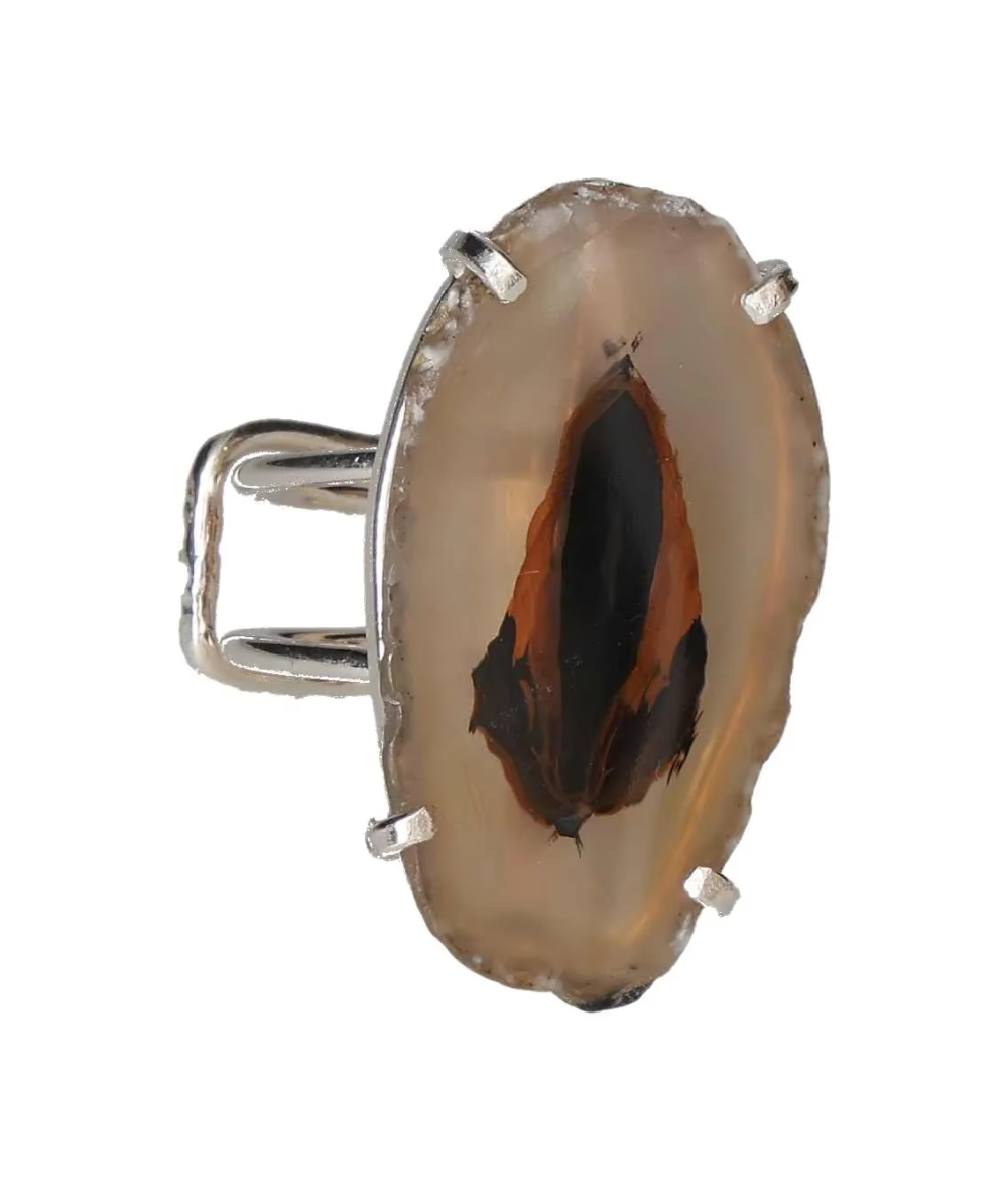 Agate Slice Arc And Wire Ring Silver 603249 P30