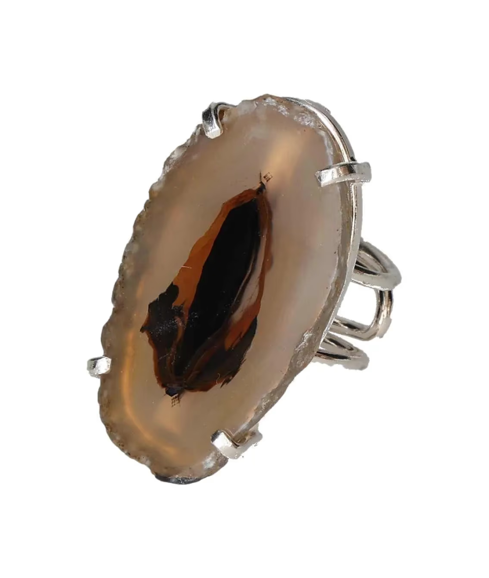 Agate Slice Arc And Wire Ring Silver 603249 P30