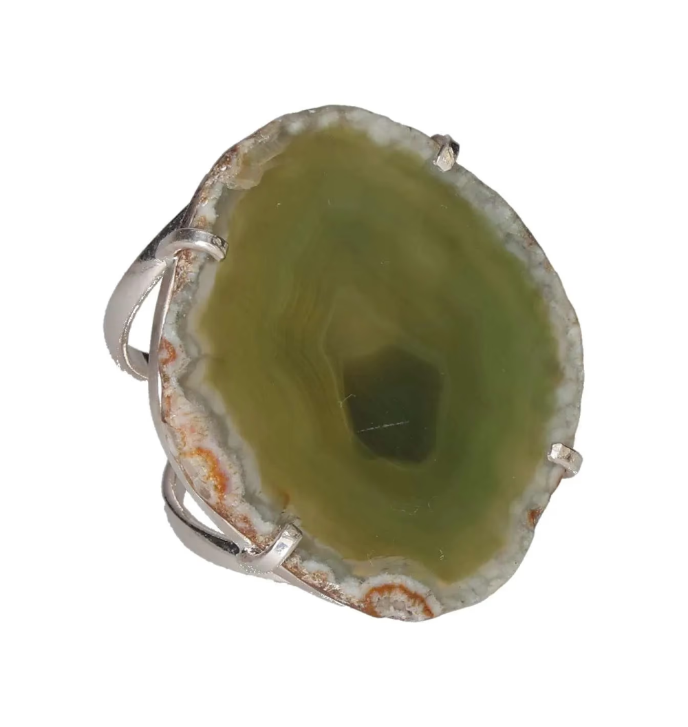 Agate Slice Arc And Wire Ring Silver 603256 P30