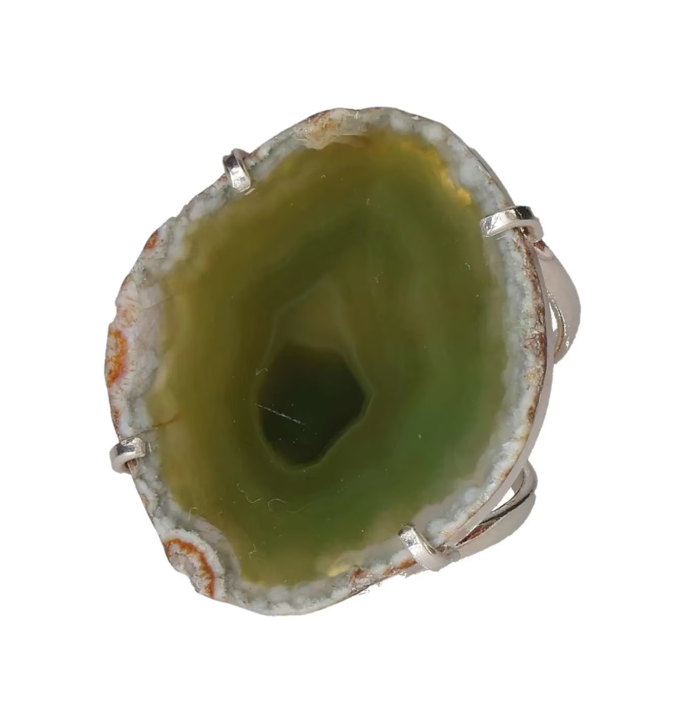 Agate Slice Arc And Wire Ring Silver 603256 P30