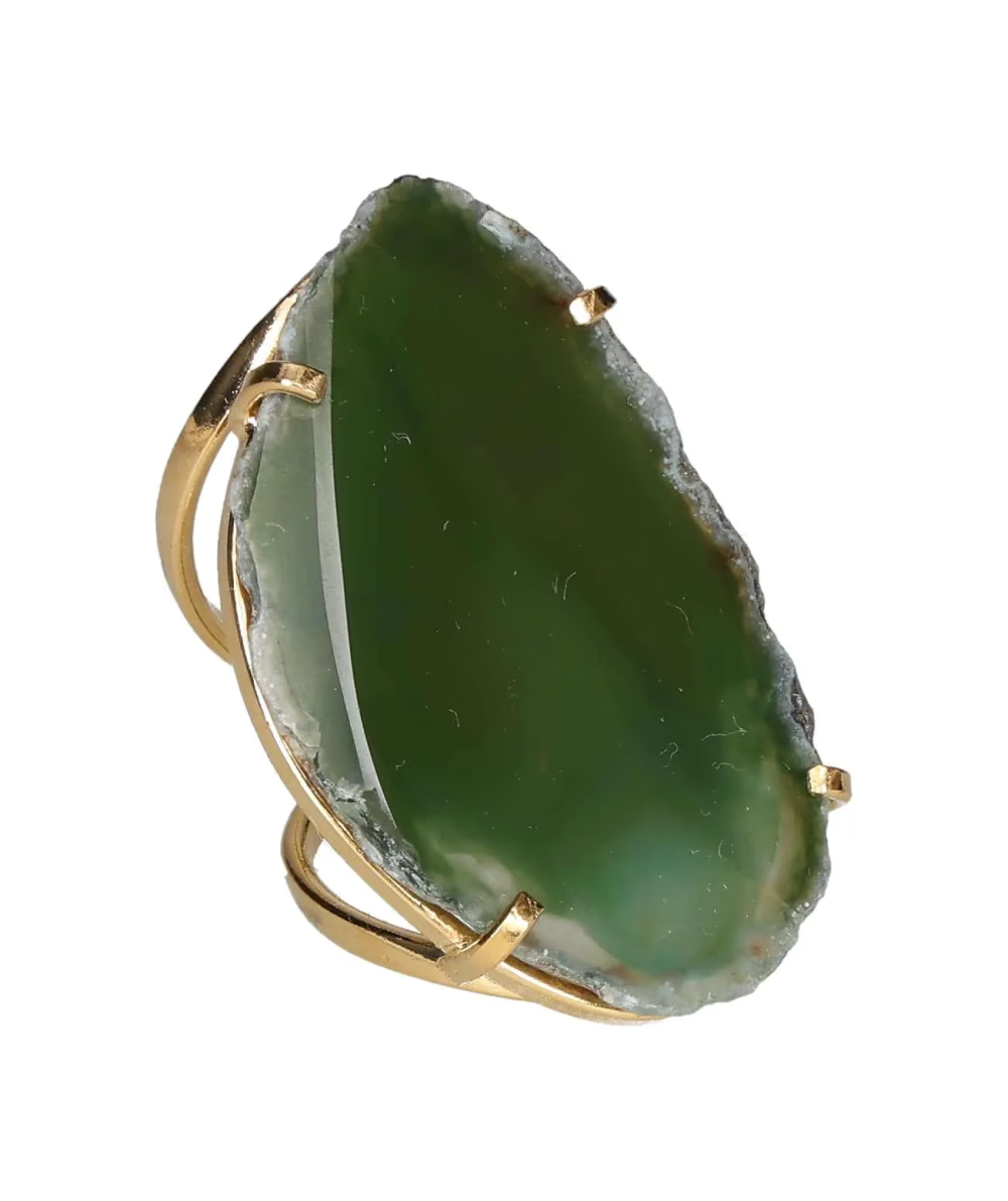 Agate Slice Arc And Wire Ring Gold 603317 P30