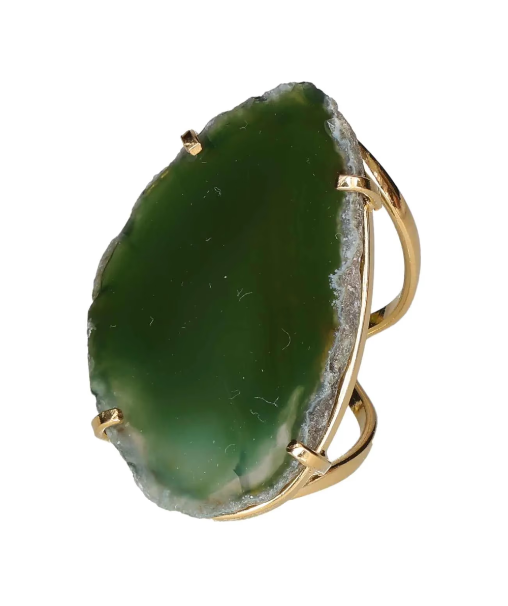 Agate Slice Arc And Wire Ring Gold 603317 P30