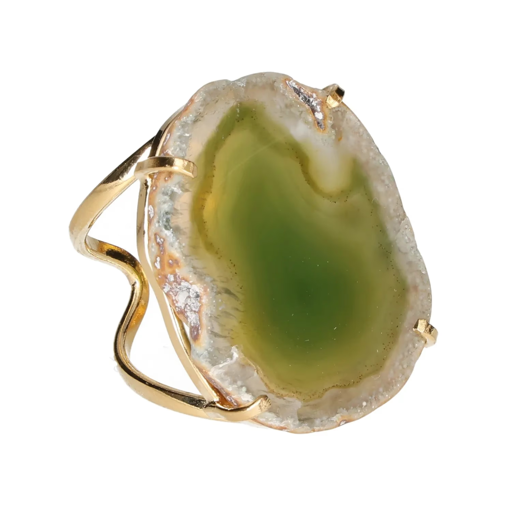 Agate Slice Arc And Wire Ring Gold 603379 P30