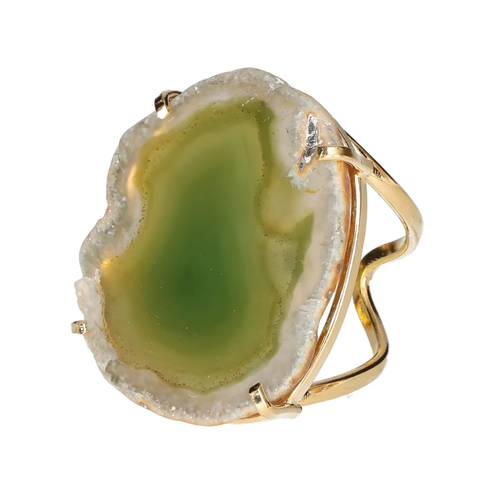 Agate Slice Arc And Wire Ring Gold 603379 P30