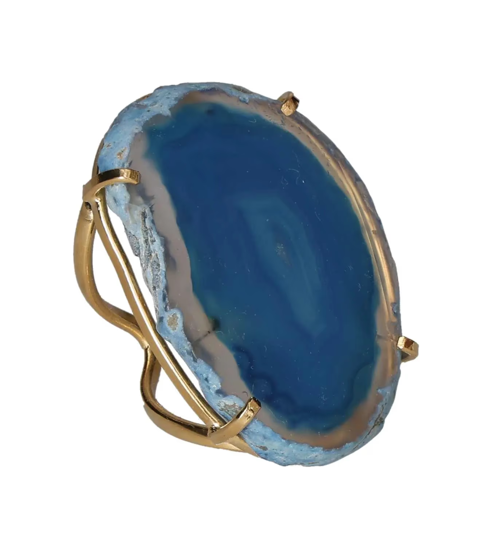 Agate Slice Arc And Wire Ring Gold 603430 P30