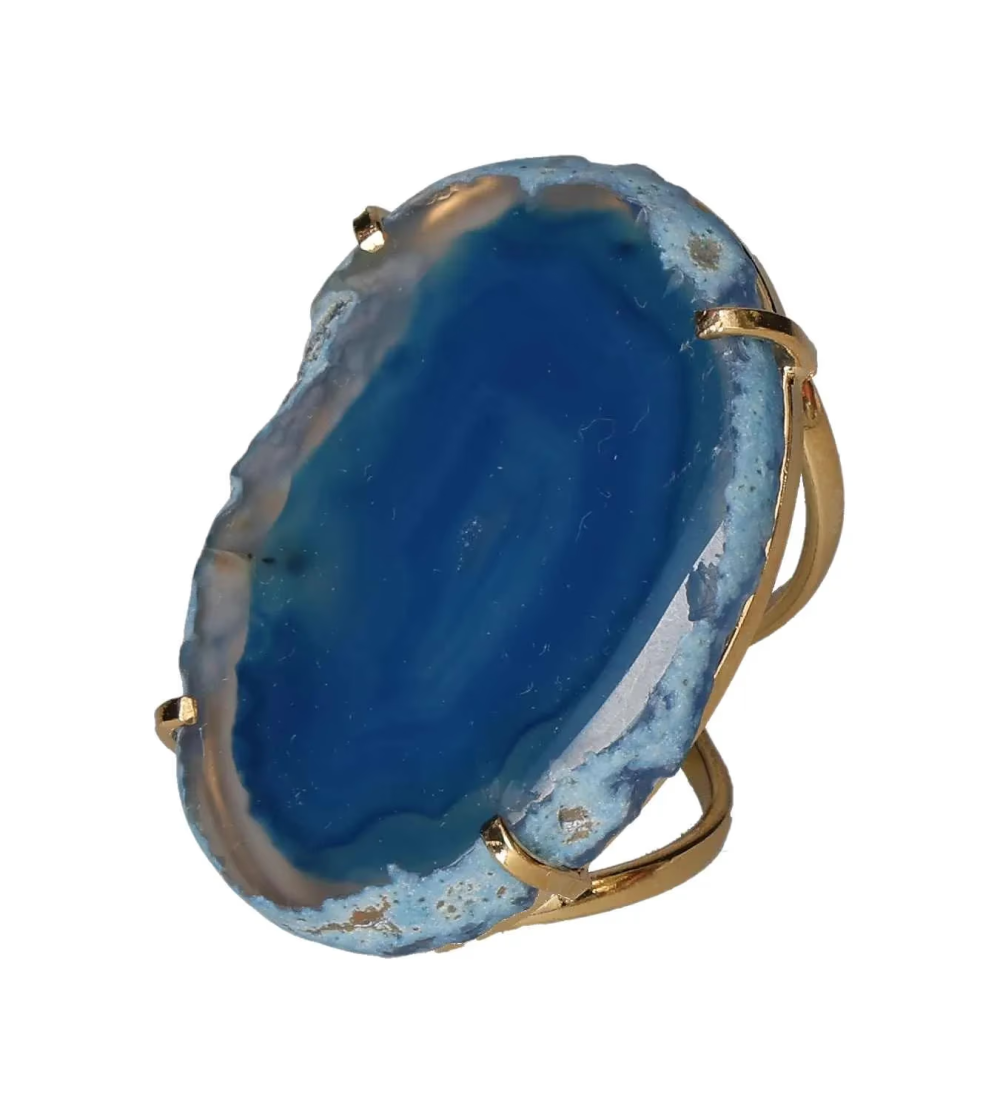 Agate Slice Arc And Wire Ring Gold 603430 P30