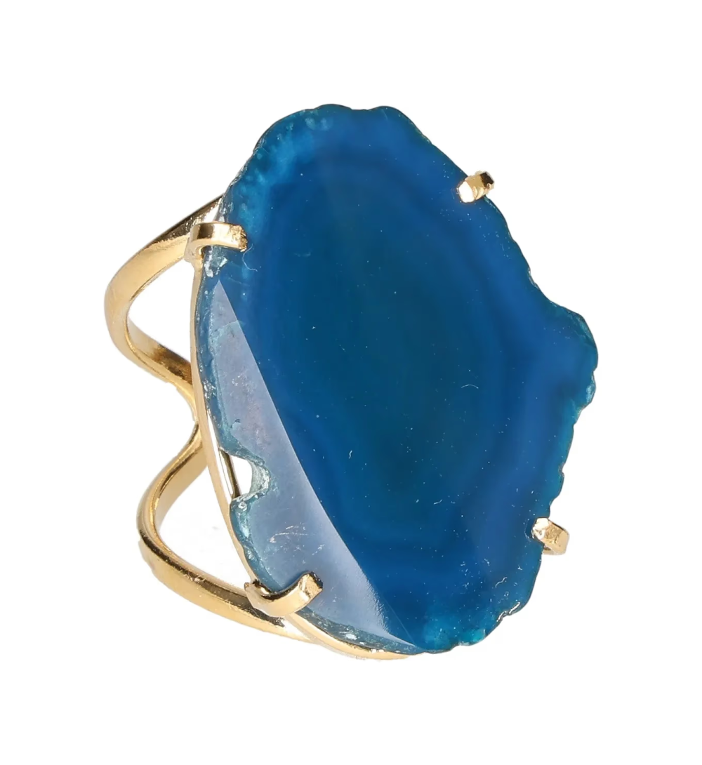Agate Slice Arc And Wire Ring Gold 603447 P30