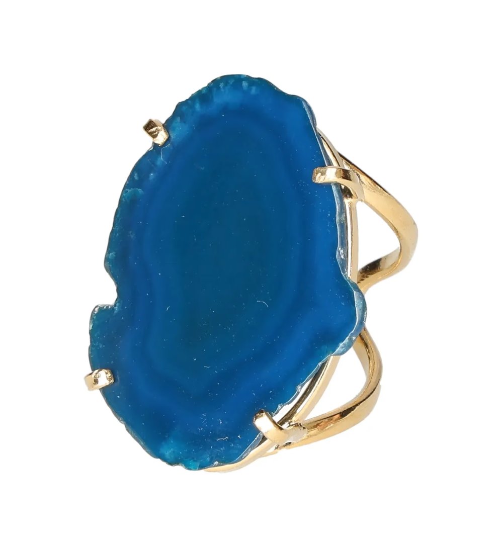Agate Slice Arc And Wire Ring Gold 603447 P30