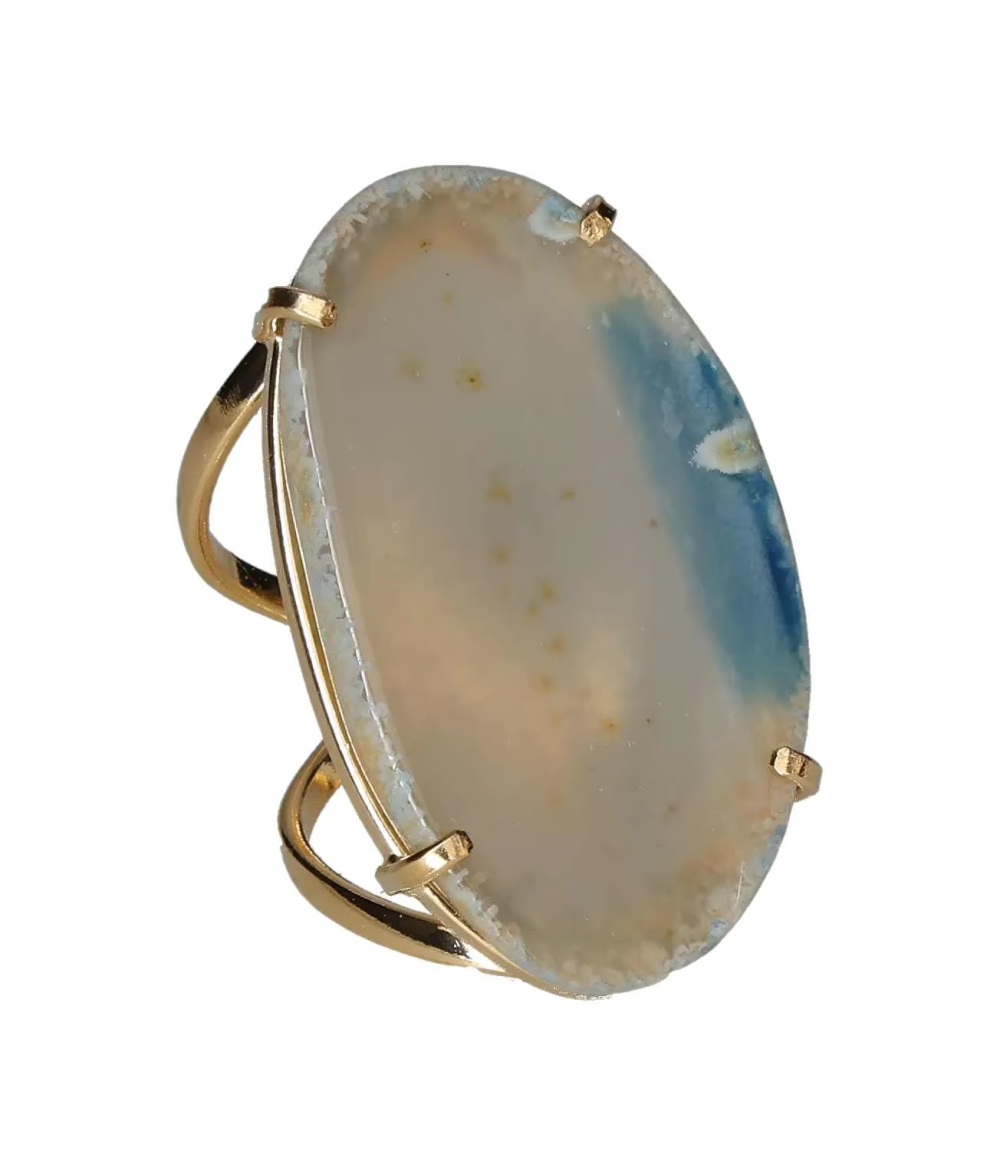 Agate Slice Arc And Wire Ring Gold 603485 P30