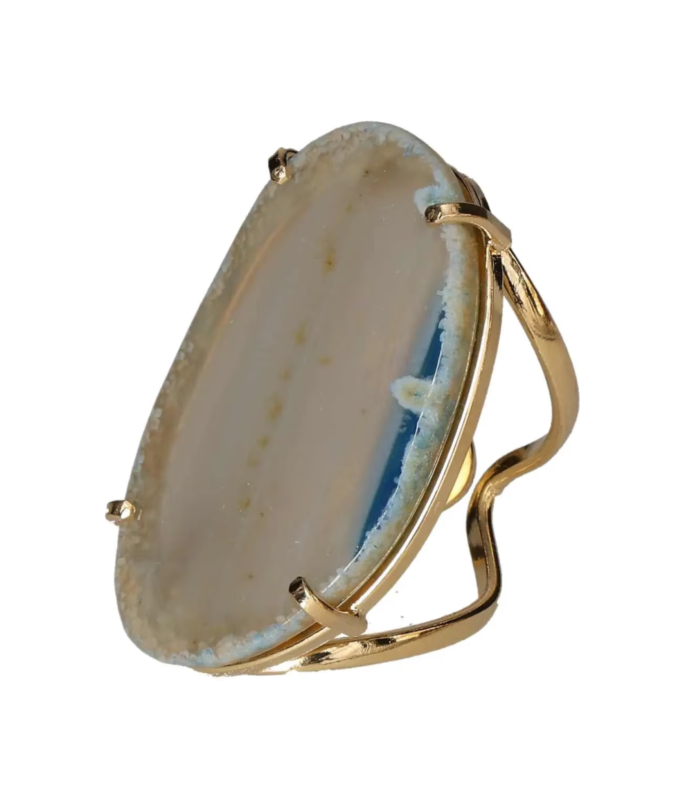 Agate Slice Arc And Wire Ring Gold 603485 P30