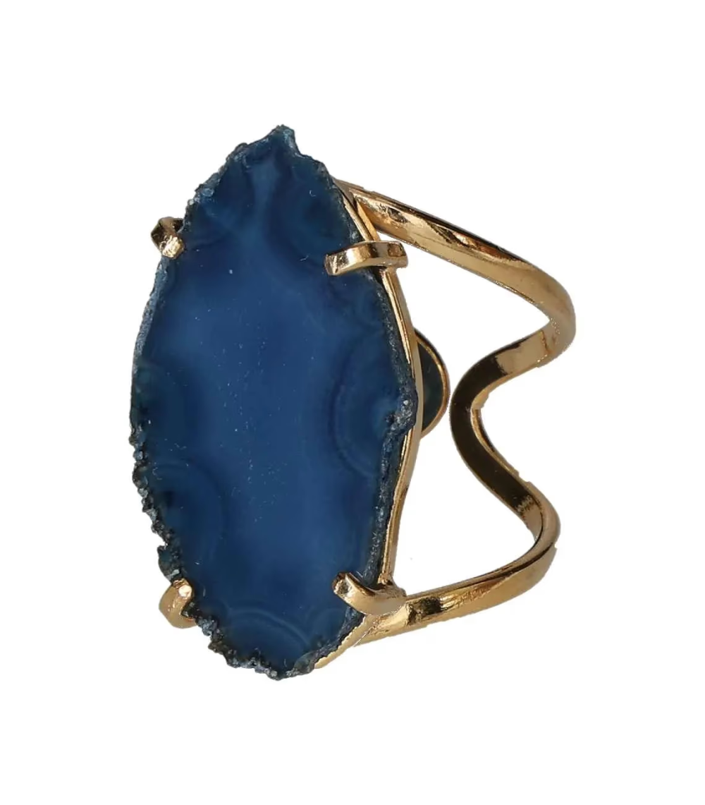 Agate Slice Arc And Wire Ring Gold 603508 P30