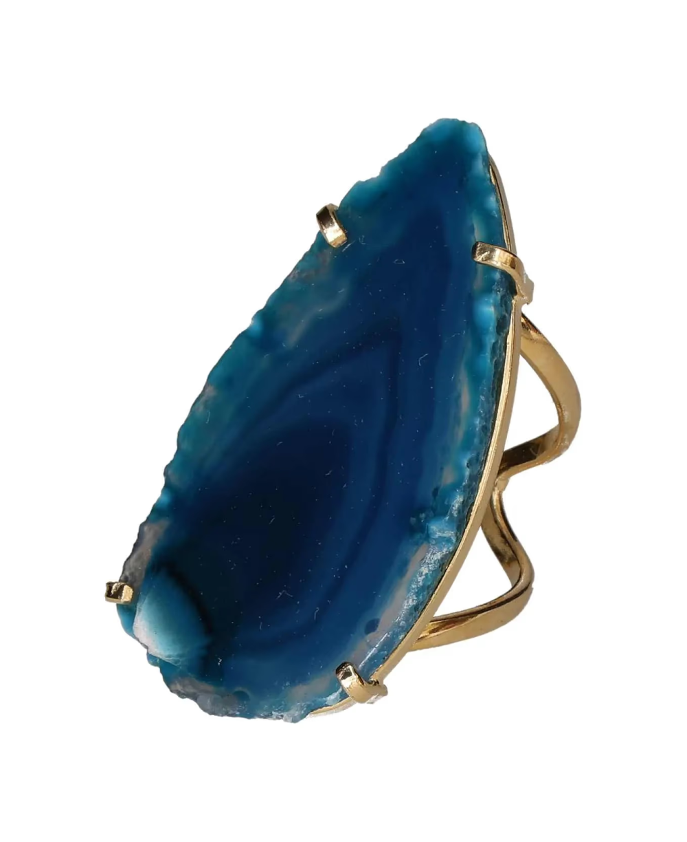 Agate Slice Arc And Wire Ring Gold 603515 P30
