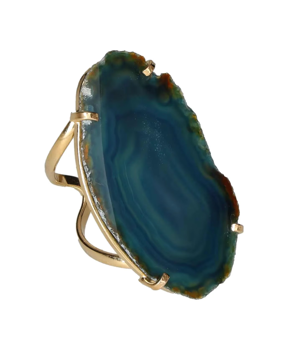 Agate Slice Arc And Wire Ring Gold 603546 P30