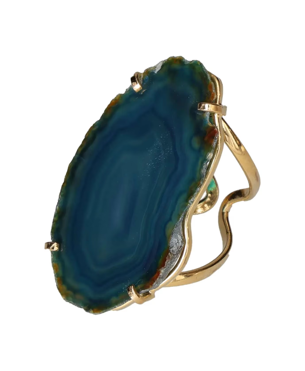 Agate Slice Arc And Wire Ring Gold 603546 P30