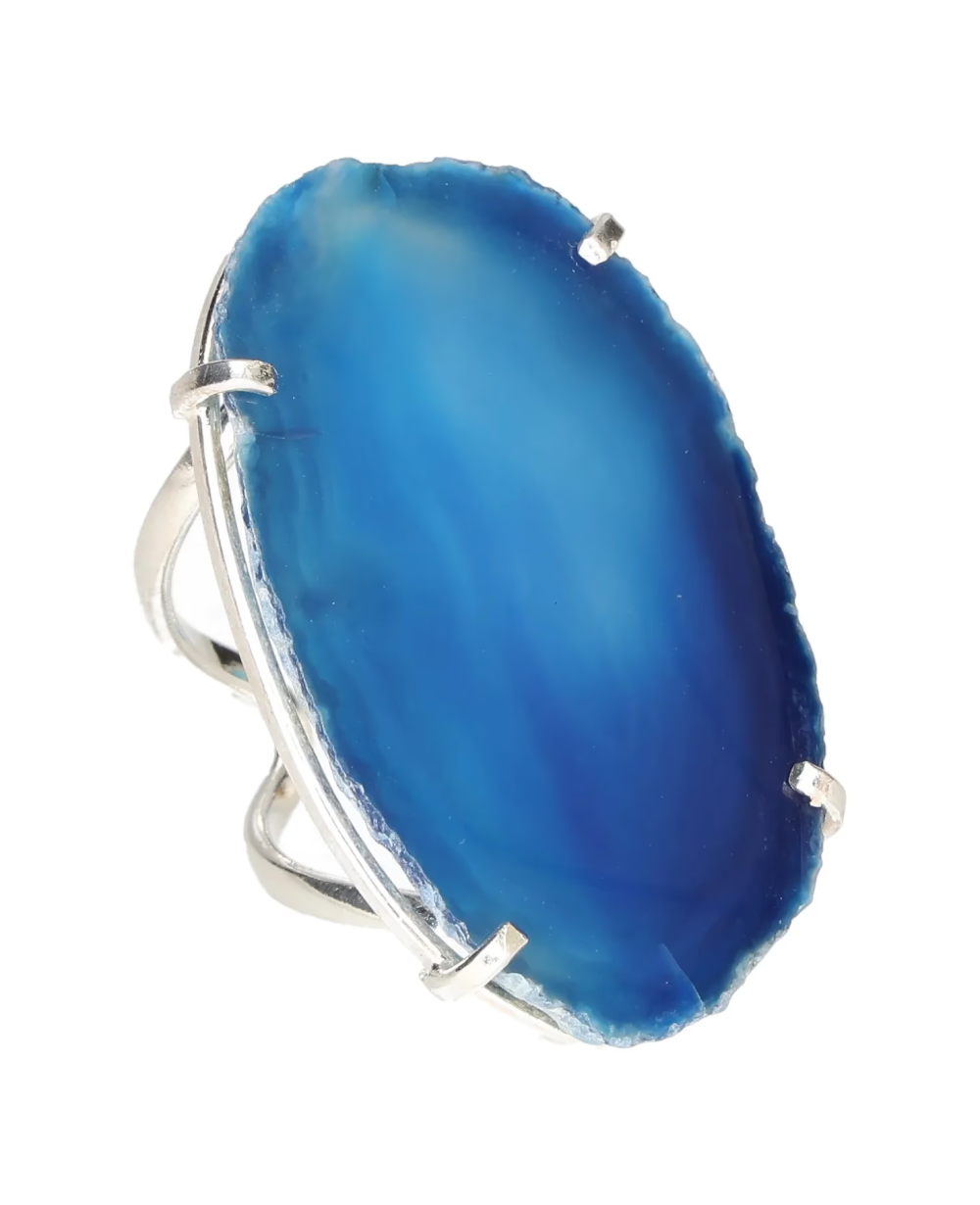 Agate Slice Arc And Wire Ring Silver 603638 P30